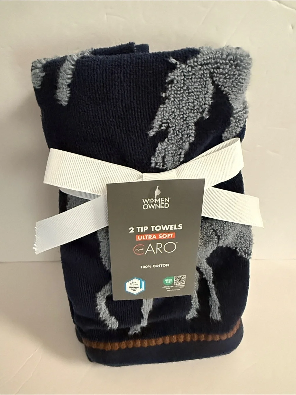NWT Caro 6 Piece Ultra Soft 100% Cotton Bath Towel Set Blue All Over Horse Print